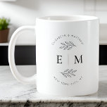 Wedding Elegant Chic Modern Simple Chic Monogram Coffee Mug<br><div class="desc">Composed of simple straight lined frames with classic cursive script and serif typography. These elements are simple,  timeless,  and classic.. 

This is designed by White Paper Birch Co. exclusive for Zazzle.

Available here:
http://www.zazzle.com/store/whitepaperbirch</div>