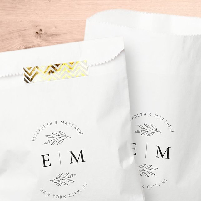 Wedding Elegant Chic Modern Simple Chic Monogram Favor Bag (Creator Uploaded)