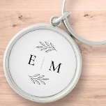 Wedding Elegant Chic Modern Simple Chic Monogram Keychain<br><div class="desc">Composed of simple straight lined frames with classic cursive script and serif typography. These elements are simple,  timeless,  and classic.. 

This is designed by White Paper Birch Co. exclusive for Zazzle.

Available here:
http://www.zazzle.com/store/whitepaperbirch</div>