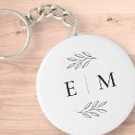Wedding Elegant Chic Modern Simple Chic Monogram Keychain<br><div class="desc">Composed of simple straight lined frames with classic cursive script and serif typography. These elements are simple,  timeless,  and classic.. 

This is designed by White Paper Birch Co. exclusive for Zazzle.

Available here:
http://www.zazzle.com/store/whitepaperbirch</div>