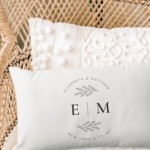 Wedding Elegant Chic Modern Simple Chic Monogram Lumbar Pillow