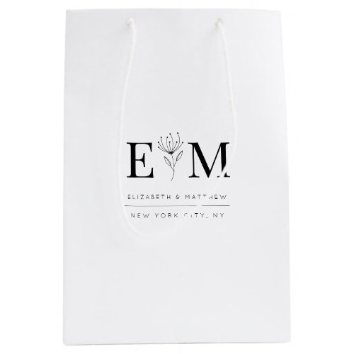 Wedding Elegant Chic Modern Simple Chic Monogram Medium Gift Bag