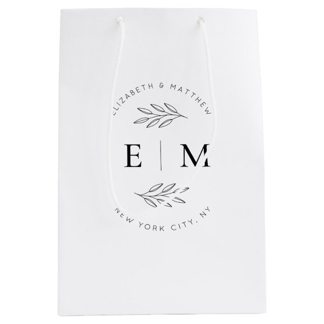 Wedding Elegant Chic Modern Simple Chic Monogram Medium Gift Bag (Front)