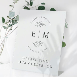 Wedding Elegant Chic Modern Simple Chic Monogram Pedestal Sign