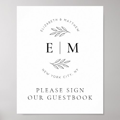 Wedding Elegant Chic Modern Simple Chic Monogram Poster