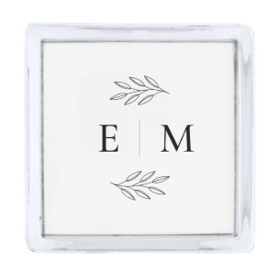 Wedding Elegant Chic Modern Simple Chic Monogram Silver Finish Lapel Pin