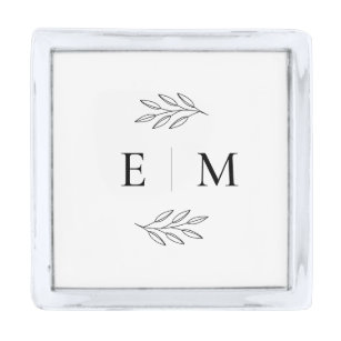 Wedding Elegant Chic Modern Simple Chic Monogram Silver Finish Lapel Pin