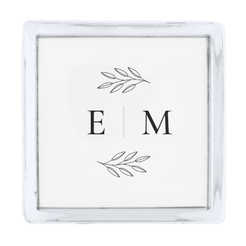 Wedding Elegant Chic Modern Simple Chic Monogram Silver Finish Lapel Pin