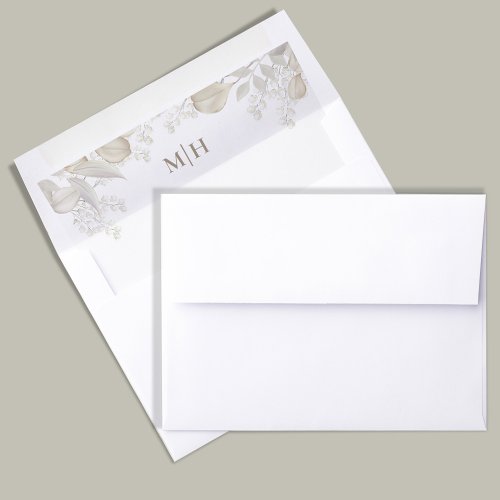 Wedding Elegant Classic Greenery Monogram Envelope Liner