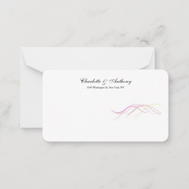 Wedding Elegant Creative Abstract Curves White Note Card (Front)