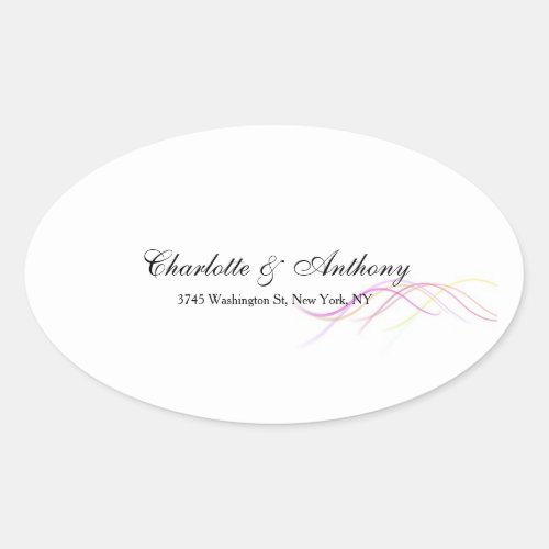 Wedding Elegant Creative Abstract Curves White Oval Sticker
