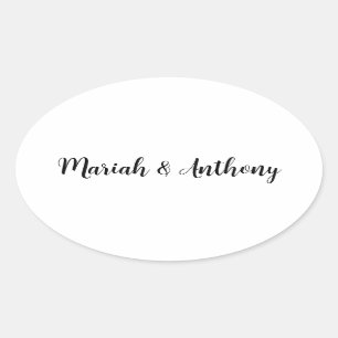 Wedding Elegant Creative Classical Black White Oval Sticker