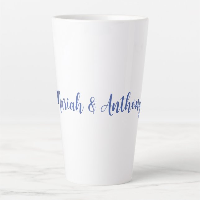 Wedding Elegant Creative Classical Blue White Latte Mug (Front)