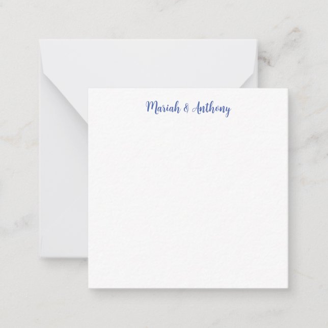 Wedding Elegant Creative Classical Blue White Note Card (Front)