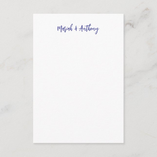 Wedding Elegant Creative Classical Blue White Note Card (Front)