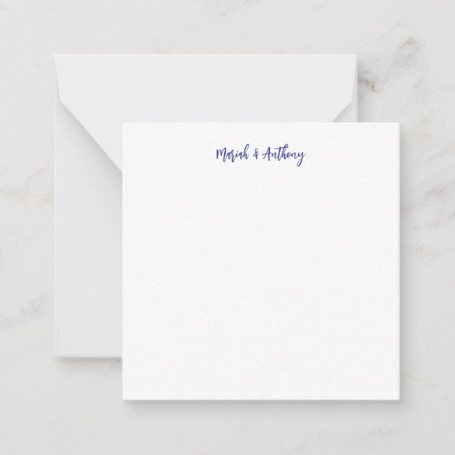 Wedding Elegant Creative Classical Blue White Note Card (Front)