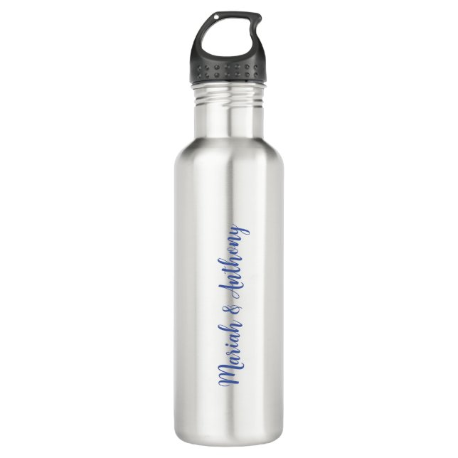 Wedding Elegant Creative Classical Blue White Stainless Steel Water Bottle (Front)