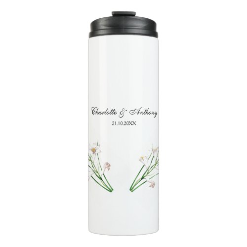 Wedding Elegant Creative Floral White Chic Thermal Tumbler