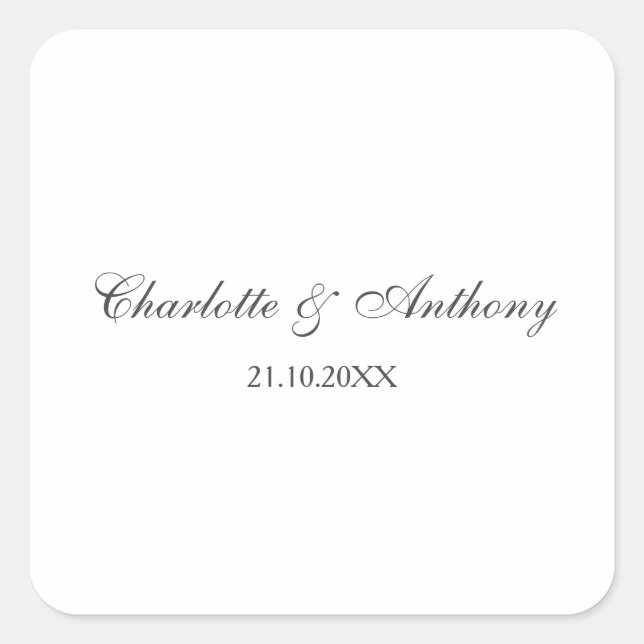 Wedding Elegant Creative Professional Modern Square Sticker (Front)