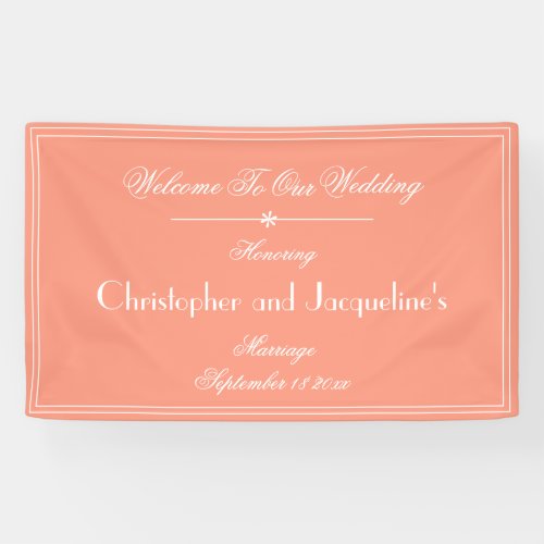 Wedding Elegant Custom Names Chic Peach Welcome Banner