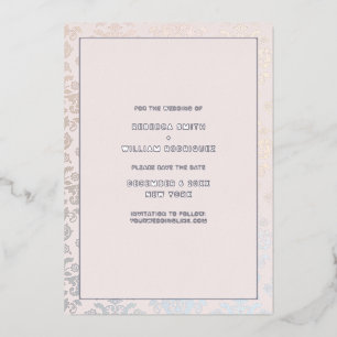 Wedding Elegant Damask Silver Cream Save The Date Foil Invitation