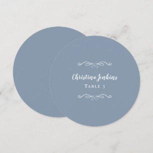 Wedding Elegant Dusty Blue Round Guest Place Card