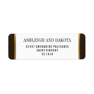 Wedding Elegant Formal Golden Geometric on Black Label