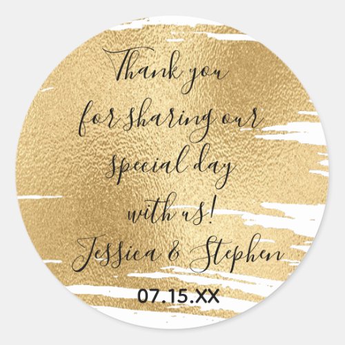 Wedding Elegant Gold and Black Classic Round Sticker