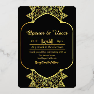 Wedding Elegant Gold Background Floral Gold Foil Invitation