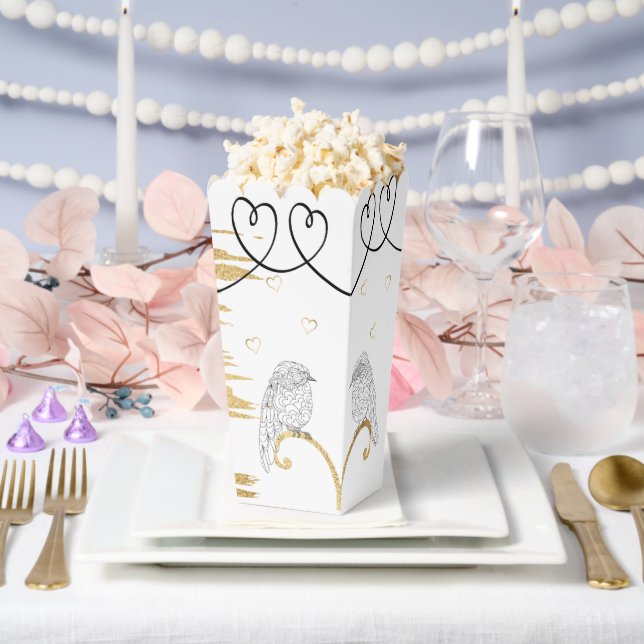 Wedding Elegant Gold Lovebirds Favor Boxes (Wedding)