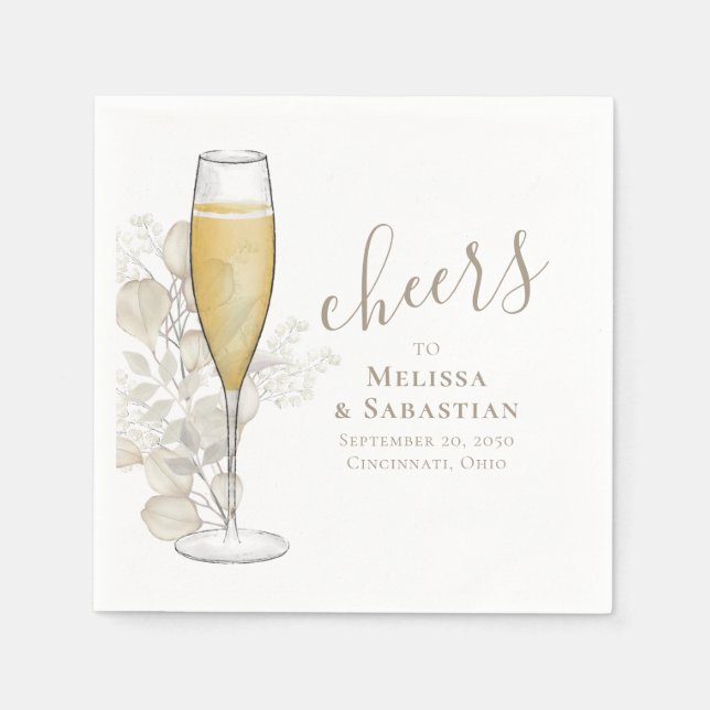 Wedding Elegant Greenery Cheers Simple Napkins (Front)