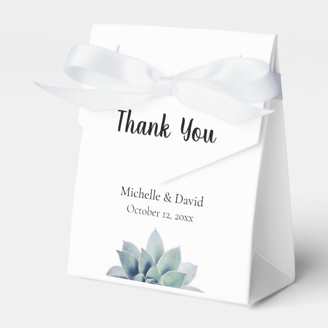 Wedding Elegant Greenery Succulent Thank You  Favor Boxes (Front Side)
