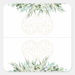 Wedding Elegant Heart Foliage Divider Tabs Square Sticker