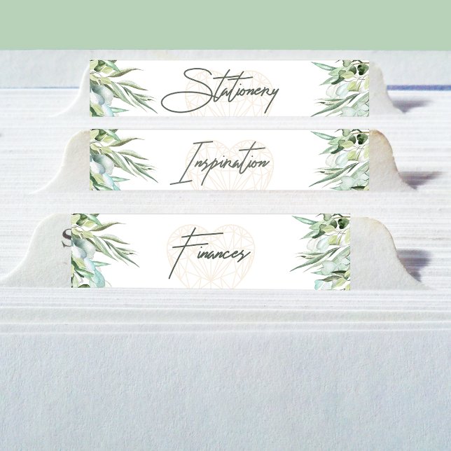 Wedding Elegant Heart Foliage Divider Tabs  Square Sticker (Stickers folded over the tabs of binder dividers)