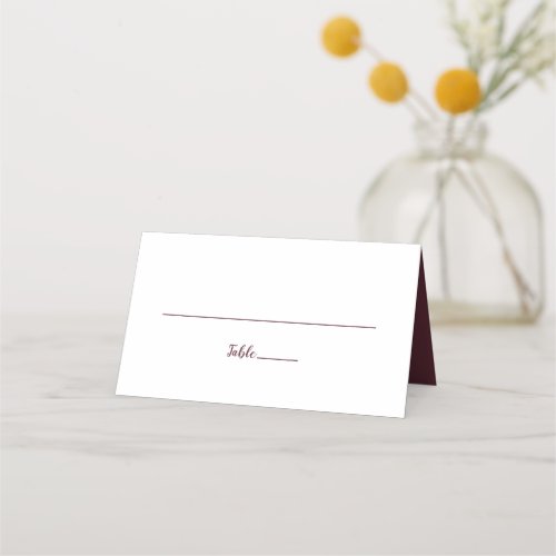 Wedding Elegant Hearts Chic Calligraphy Burgundy Place Card