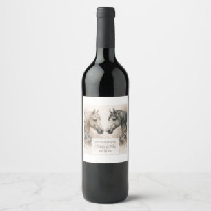 Wedding Elegant Horses Wine Label