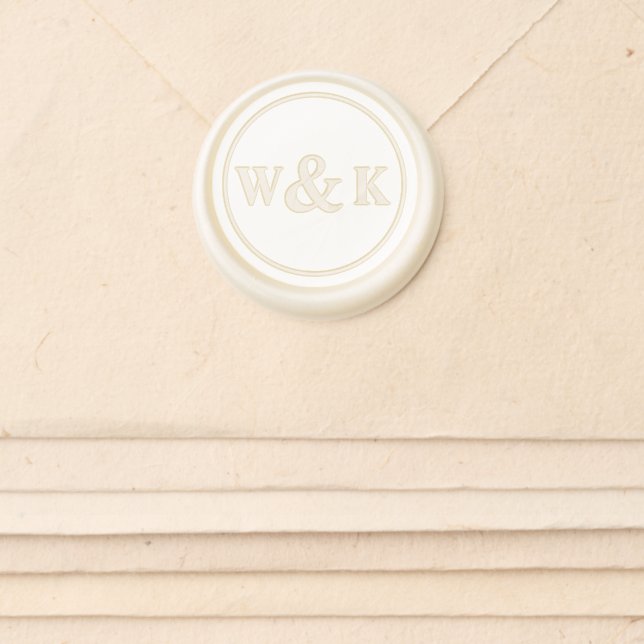 Wedding Elegant Initials Peel Stick Envelope Wax Seal Sticker (Front)