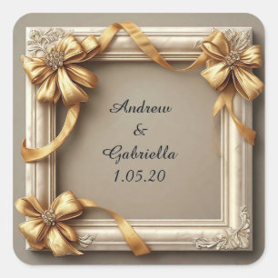 Wedding Elegant Ivory Decorative Frame Square Sticker