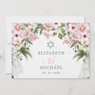 Wedding Elegant Jewish Chuppah Floral Foliage Invitation