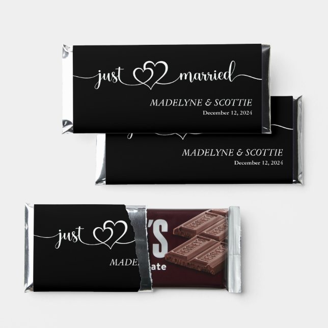 Wedding Elegant Just Married Calligraphy  Hershey  Bar Favors (Front)