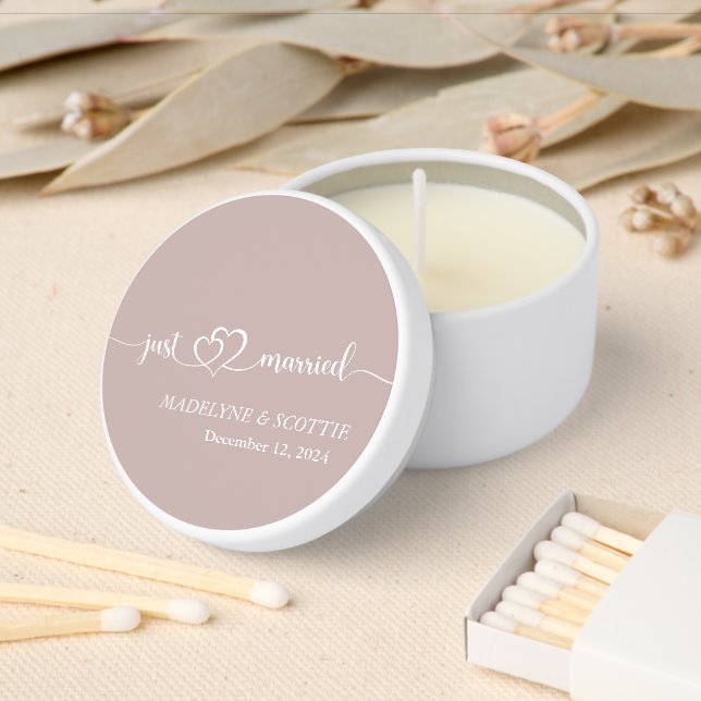 Wedding Elegant Just Married Calligraphy  Mini Candle Favors (Insitu)