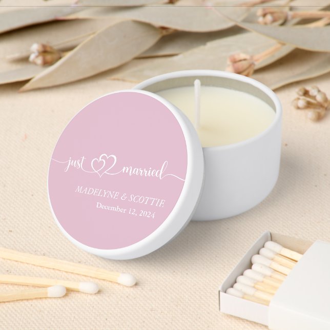 Wedding Elegant Just Married Calligraphy  Mini Candle Favors (Insitu)