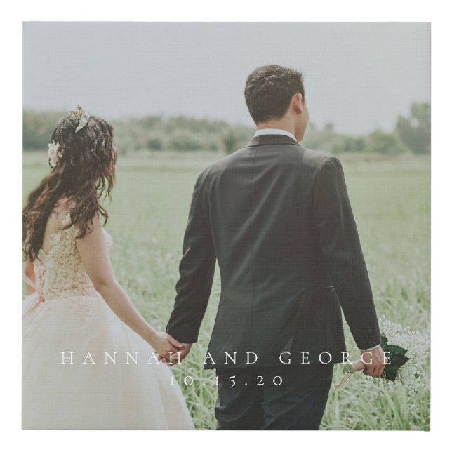 Wedding Elegant Keepsake Photo Personalized Faux Canvas Print (Front)