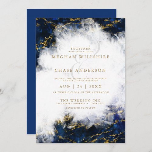 Wedding   Elegant Lapis Lazuli Crystal Geode Invitation