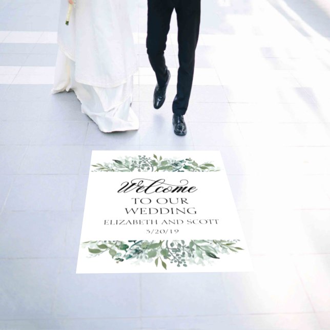 Wedding Elegant Leaves Greenery Foliage Welcome  Floor Decals (Wedding)