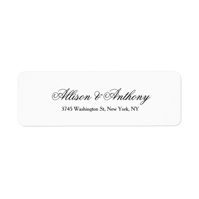 Wedding Elegant Minimalist Black White Classical Label (Front)