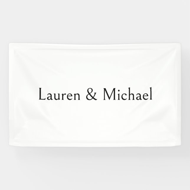 Wedding Elegant Minimalist Calligraphy Black White Banner (Horizontal)