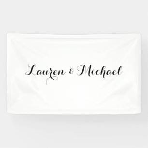 Wedding Elegant Minimalist Calligraphy Black White Banner