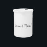 Wedding Elegant Minimalist Calligraphy Black White Beverage Pitcher<br><div class="desc">This product was very good and I love how easy it is for customize design. The design was very simple so I'm very pleased when I create.</div>