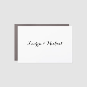 Wedding Elegant Minimalist Calligraphy Black White Car Magnet